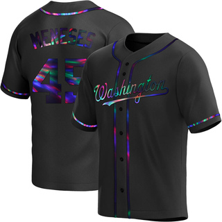 Replica Joey Meneses Men's Washington Nationals Alternate Jersey - Black Holographic