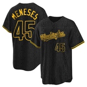 Replica Joey Meneses Men's Washington Nationals Snake Skin City Jersey - Black